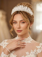 NNC-043 | NIL-ZITAGETA | perla & Křišťál Zircon Floral Svatební Crown