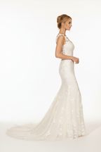 NIL-145-Soft-Ivory-Mermaid-Wedding-Dress-One-Shoulder-Sleeveless-Floral-Lace-Applique-Natural-Waist-Sweep-Train-Gulf-Luxury-Front-View