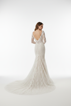 G21-134 SOFT-IVORY-MERMAID-WEDDING-DRESS-FLORAL-LACE-SWEETHEART-NECKLINE-OFF-SHOULDER-3D-FLOWER-PEARL-BEADING-FITTED-WAIST-CHAPEL-TRAIN-ROMANTIC-COUTURE--GULF-SEMI-COVERED-FRONT-VIEW