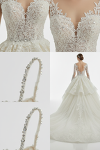 NIL-136-SOFT-IVORY-PRINCESS-BALL-GOWN-WEDDING-DRESS-CRYSTAL-LACE-DEEP-V-NECKLINE-CRYSTAL-STRAP-ULTRA-CRYSTAL-BEADING-NATURAL-WAIST-CATHEDRAL-TRAIN-COUTURE-GLAMOUR--GULF-LUXURY-FRONT-VIEW