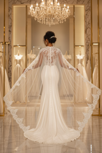 NIL-144-Champagne-Column-Sheath-Wedding-Dress-High-Neck-Illusion-Sleeveless-Crystal-Beading-Cinched-Waist-Sweep-Train-Cape-Veil-Dubai-Couture-Gulf-Luxury-Front-View