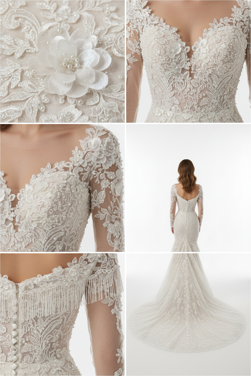G21-134 SOFT-IVORY-MERMAID-WEDDING-DRESS-FLORAL-LACE-SWEETHEART-NECKLINE-OFF-SHOULDER-3D-FLOWER-PEARL-BEADING-FITTED-WAIST-CHAPEL-TRAIN-ROMANTIC-COUTURE--GULF-SEMI-COVERED-FRONT-VIEW