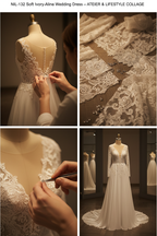 G21-132 SOFT-IVORY-A-LINE-WEDDING-DRESS-CRYSTAL-LACE-ILLUSION-NECKLINE-LONG-SLEEVE-CRYSTAL-PEARL-BEADING-NATURAL-WAIST-CHAPEL-TRAIN-MODERN-MODEST--GULF-HIJAB-FRIENDLY-FRONT-VIEW