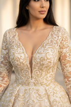 NIL-094 Ivory Trumpet Couture kjole – Detail visning