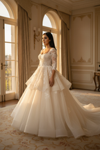 NIL-093 off-white balkjole modest brudekjole – sidevisning