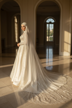 NIL Wedding Dress NNC011 - Veil and Cathedral Train Detail