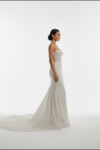 NIL-119 Royal Ivory Cathedral Train Wedding Dress – Side View