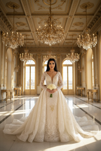 NIL-094 Ivory Trumpet Couture kjole – forfra