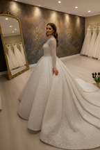 NIL-259 Sequin Princess Ballgown - 3/4 Diagonal View