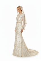 NNC-108 Cream nowoczesny Syrena suknia ślubna - Side Profile
