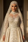 NIL Wedding Dress NNC011 - Modest Couture A-Line Bridal Gown - Full Body Front View