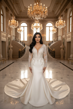 NIL-092 blød ivory Havfrue Couture kjole – forfra