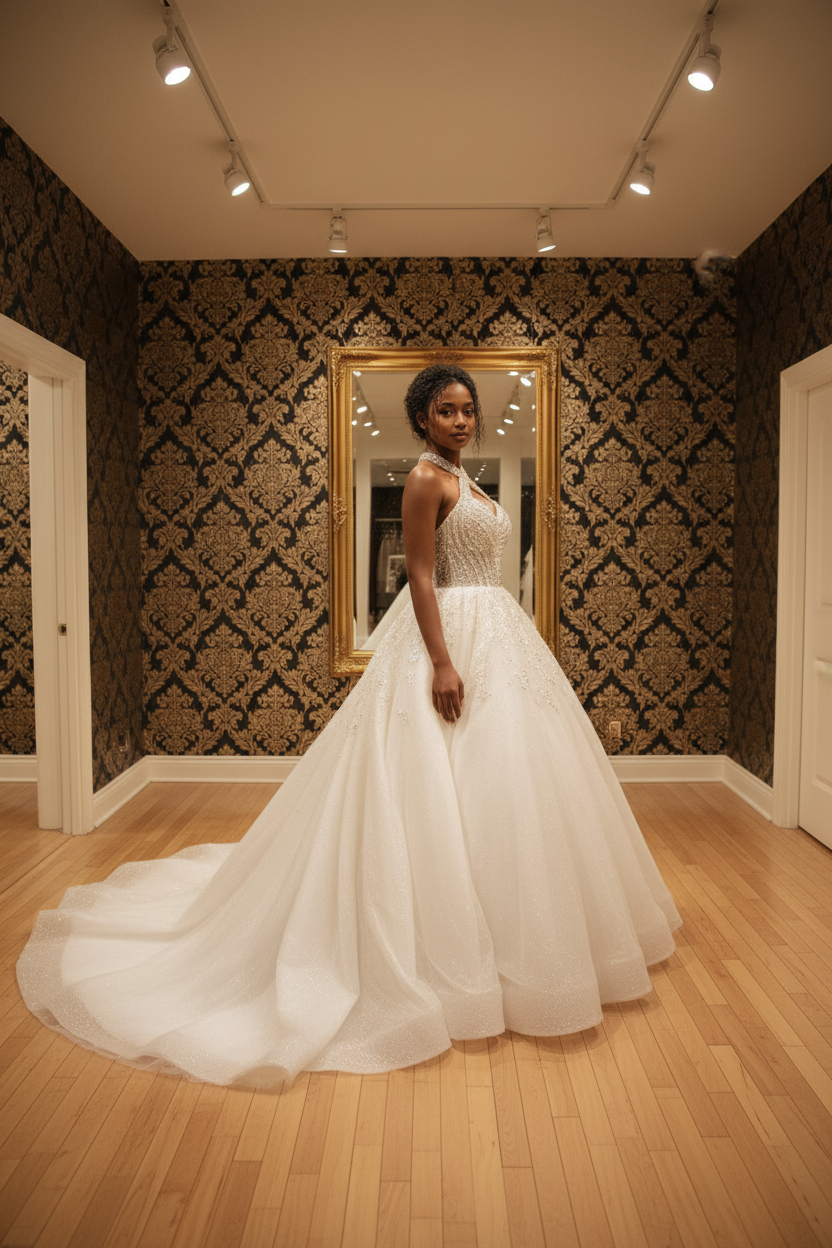 NIL-260 Krystal Cross-Strap Ballgown - 3/4 Diagonal visning