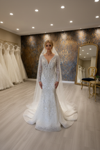 NIL-253 Crystal Pearl Mermaid Gown – Front View