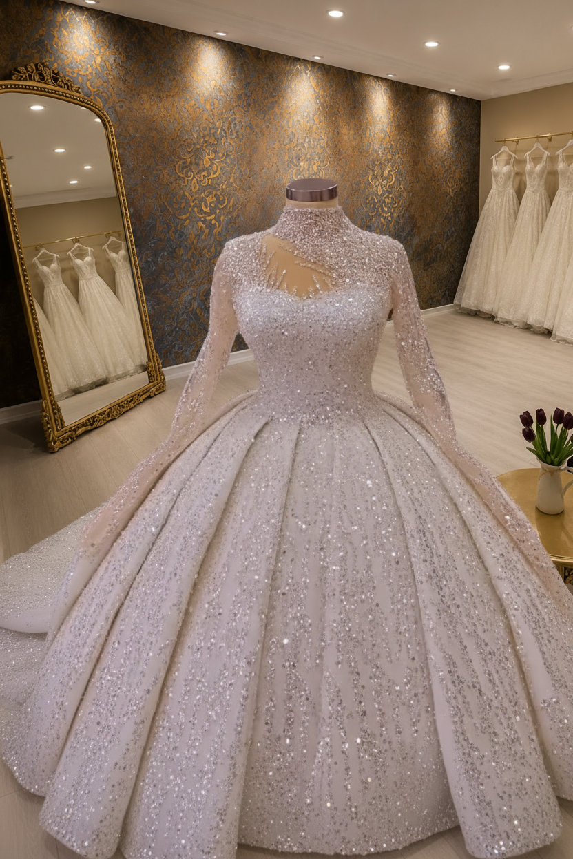 G21-259 Sequin Princess Ballgown Wedding Dress