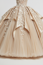 NIL-111 Champagne Royal Ball Gown – Skirt Volume Detail