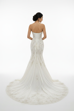 NIL-113 Ivory Mermaid Wedding Dress – Back View