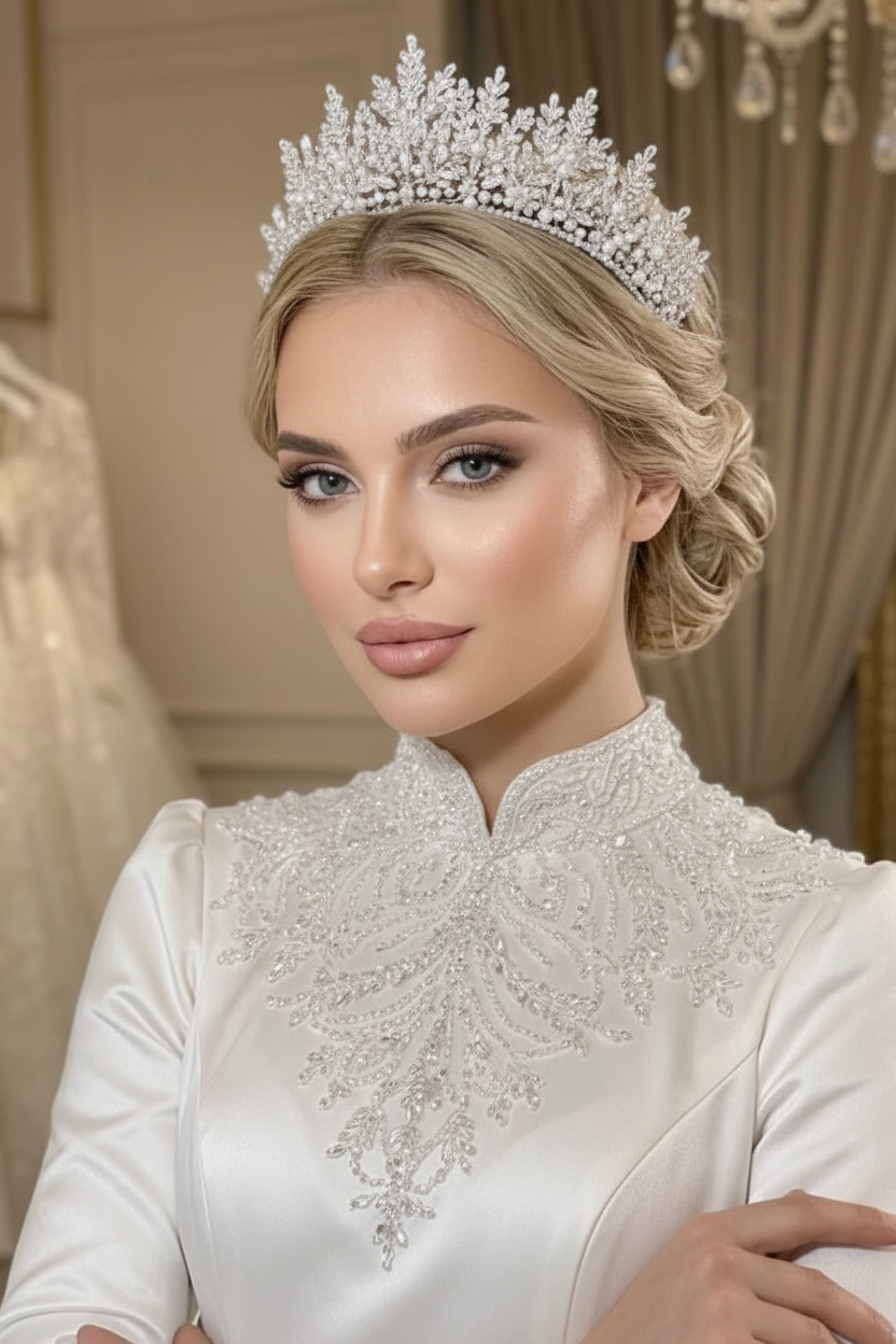 NNC-081 | ADBUBO-ZITAGETA | Adal Large Zircon Křišťál Svatební Crown