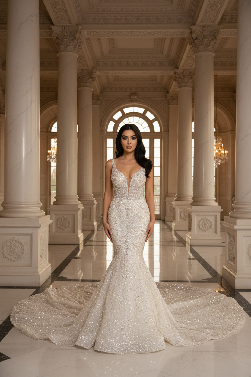 NIL-113 Ivory Mermaid Wedding Dress – Editorial View