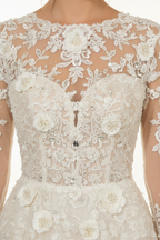 NNC-106 Ivory دانتيل Bodice Detail مع لؤلؤ Beading