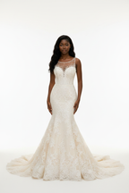 NIL-114 Cream Fit and Flare Wedding Dress – Front View