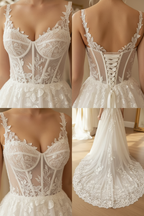 NIL-039 romantico Linea ad A pizzo abito da sposa detail craftsmanship collage by NIL Abito da sposa