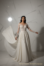 NIL-118 Soft Ivory Long Sleeve Couture Wedding Dress – Editorial View