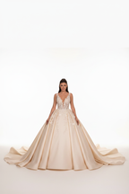 NIL-111 Champagne Royal Ball Gown – Front View