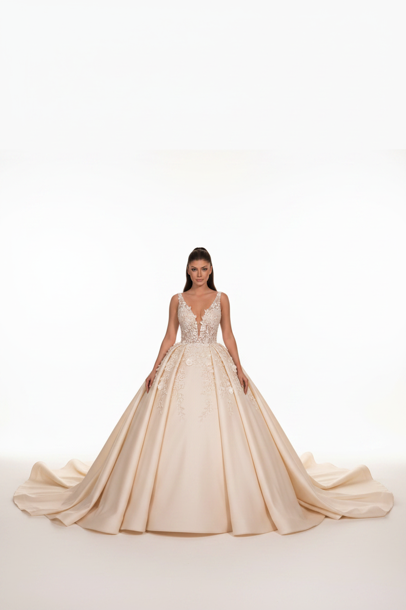 G21-111 champagne-royal-ball-gown-wedding-dress