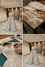 NIL-026 شامبانيا Ivory ملكي فستان زفاف أميرة منفوش atelier collage by NIL فستان زفاف