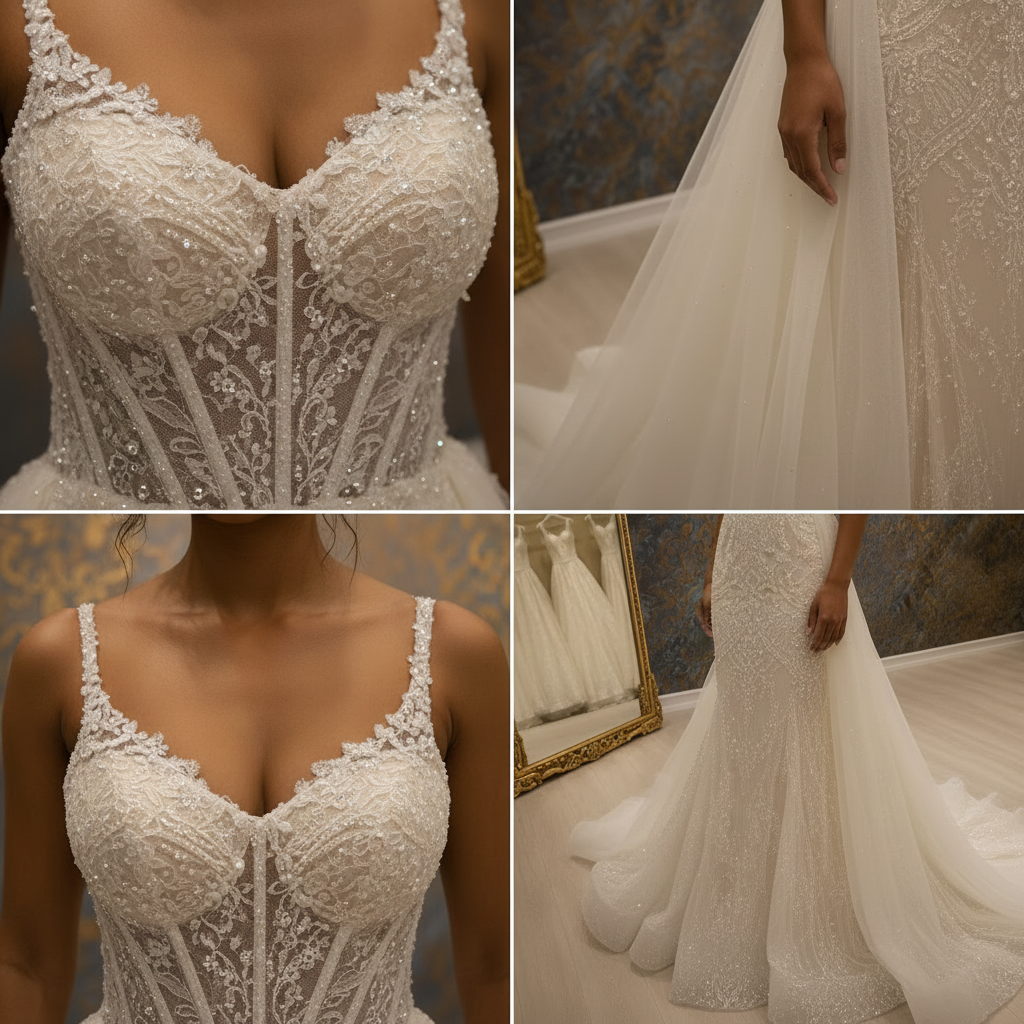 NIL-037 Kristall Beading & Spitze Korsett Detail