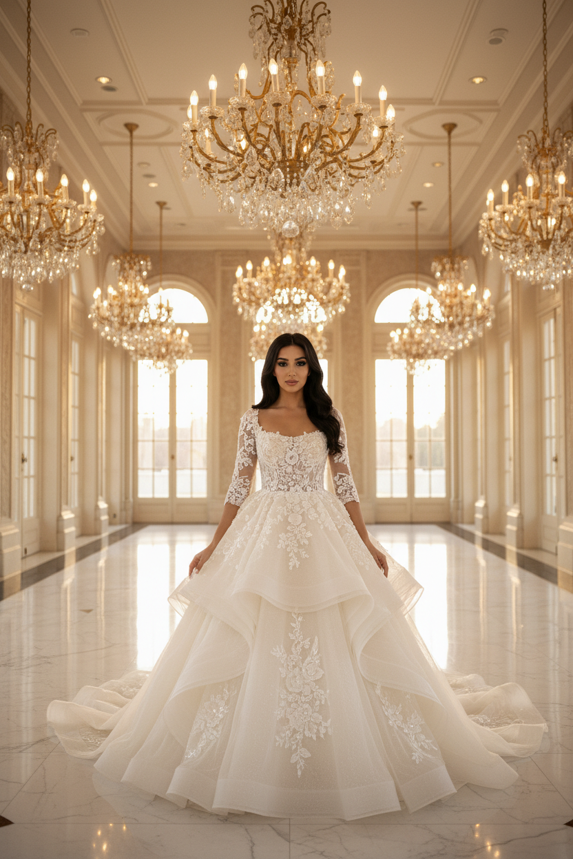 NIL-251 – Off-White Ballkleid Modest Brautkleid