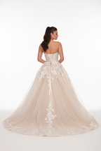 NIL-117 champagne Detachable Overskirt Brudekjole – bagfra
