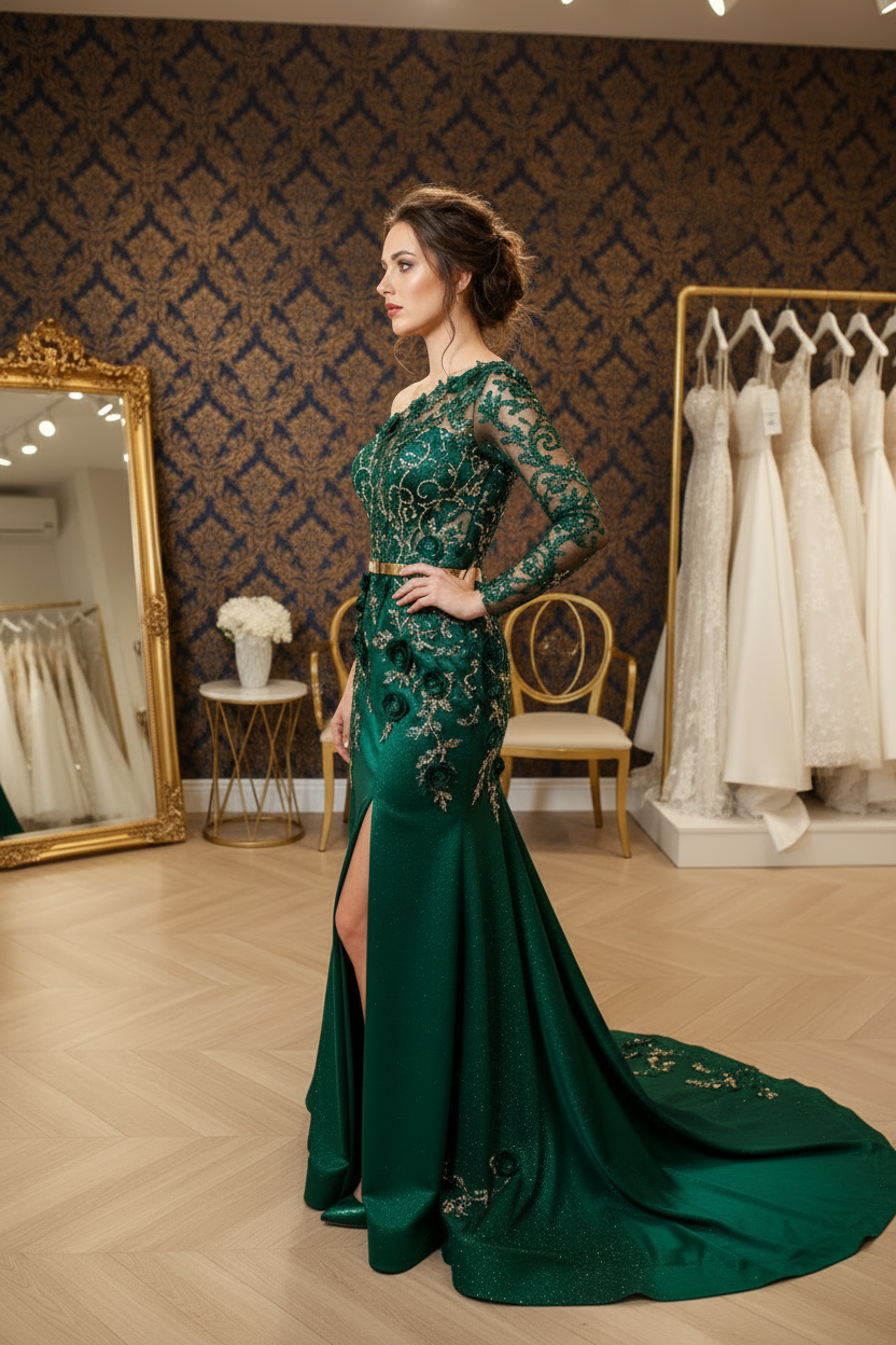 G21-NS-231 Emerald Green Evening Formal Dress