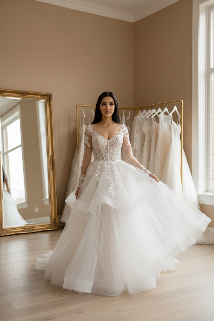 NIL-063 Tiered tulle Fairytale abito – vista frontale