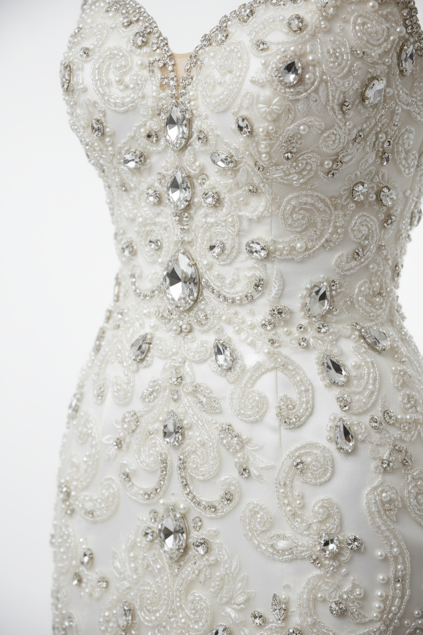 NIL-113 Ivory Mermaid Wedding Dress – Detail View