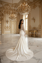NIL-092 blød ivory Havfrue Couture kjole – bagfra