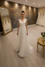 NIL-053 Grecian Draped Chiffon svatební róba – pohled zepředu