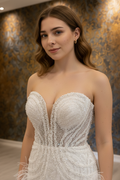 NIL-267 Crystal Pearl Feather Mermaid - Crystal Bodice Detail
