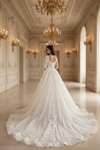 NIL-093 off-white balkjole modest brudekjole – bagfra