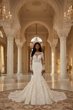 NIL-114 Cream Fit and Flare Wedding Dress – Editorial View