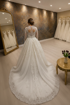 NIL-258 كريستال كوتور Wedding فستان - منظر خلفي