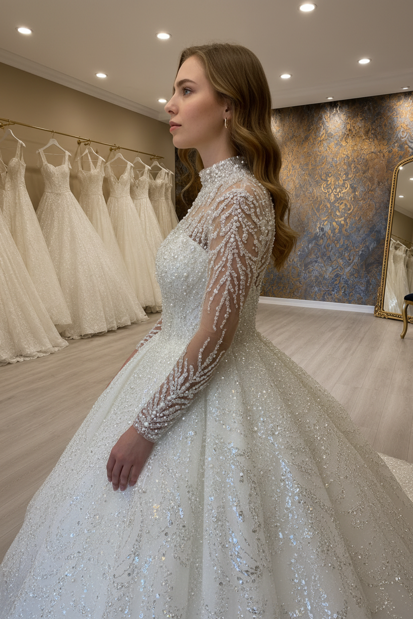 NIL-270 كريستال Illusion Ballgown - Pure Side Profile منظر