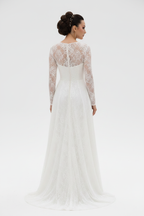 NIL-115 Soft White Modest Wedding Dress – Back View