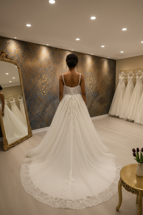 NIL-037 Soft Ivory 2-in-1 Couture Gown – Back View