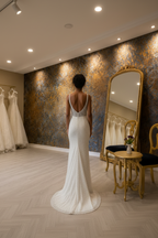 NIL-062 perla Beaded Sheath abito da sposa – vista posteriore