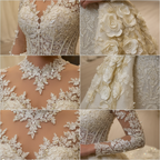 NIL-028 Gold ricamo in cristallo & 3D Floral pizzo Detail