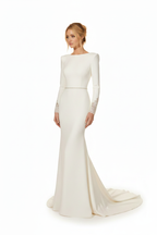 NNC-108 Cream nowoczesny Syrena suknia ślubna - Three-Quarter widok
