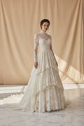 NIL-050 Vintage Victorian Lace Bridal Gown – Front View