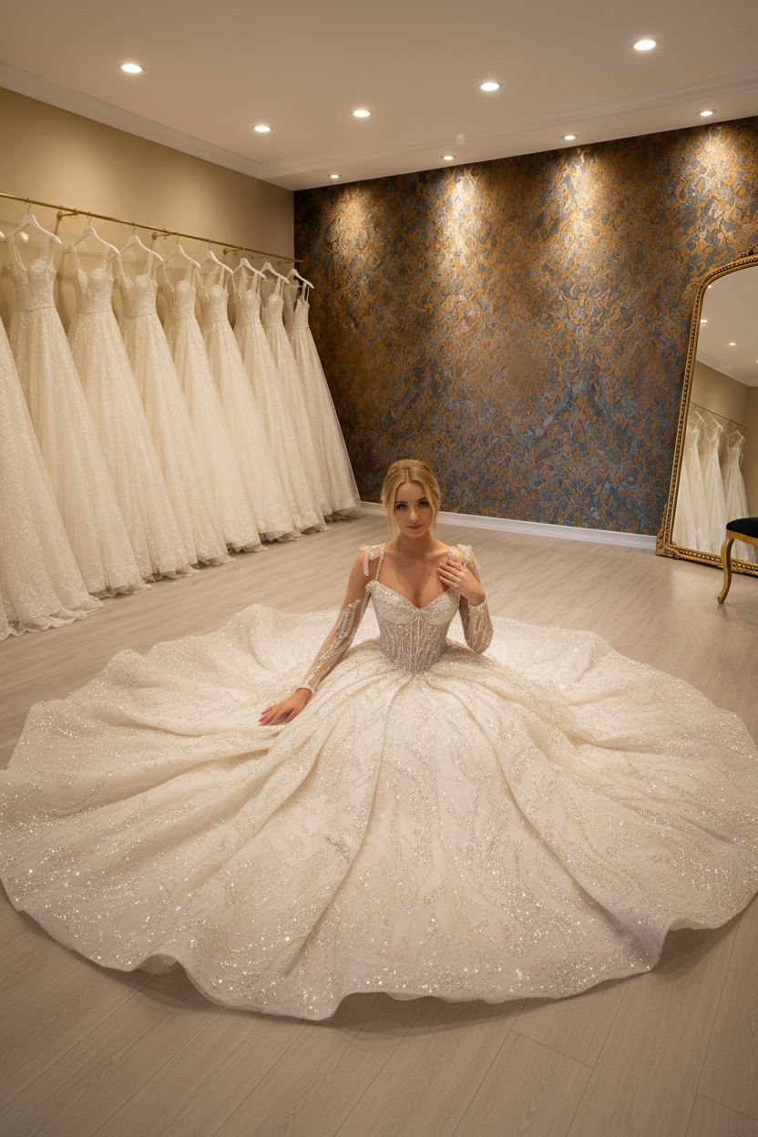 NIL-252 Full Sequin Crystal Ball Gown – Creative Floor Pose